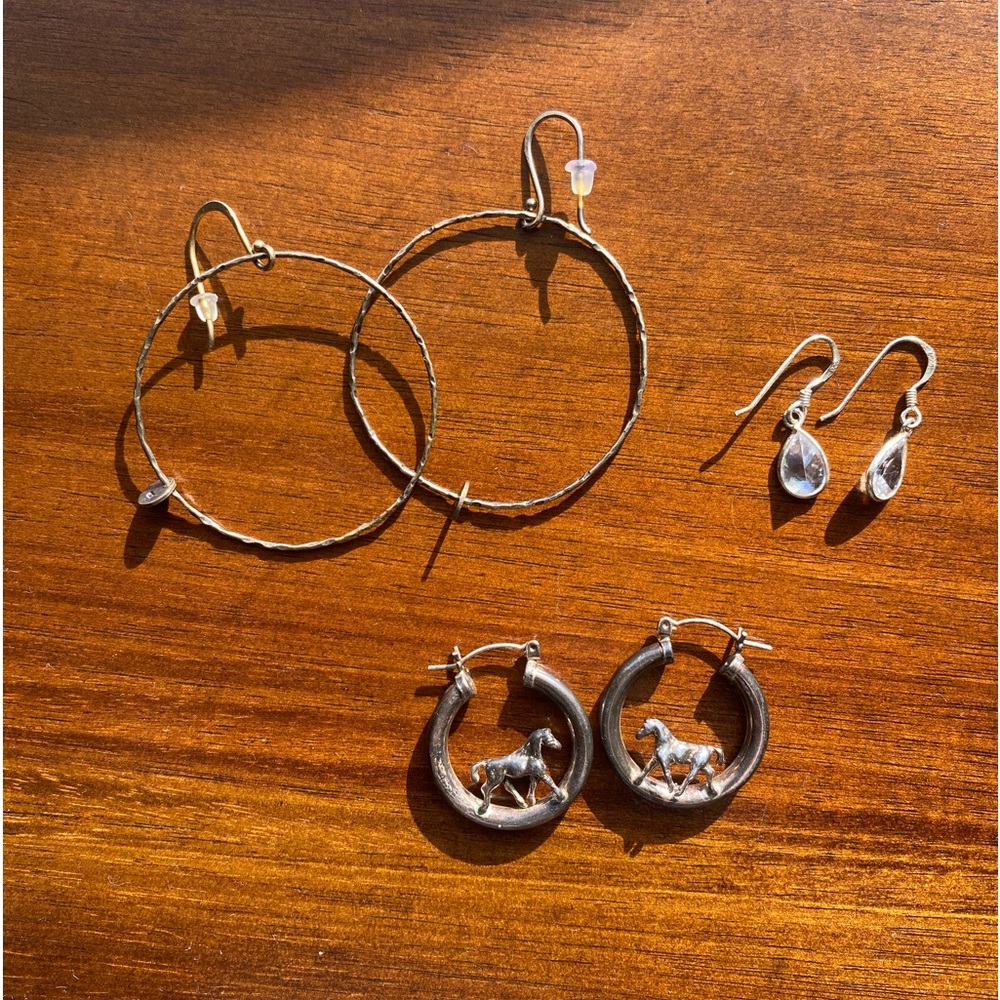 3 PAIRS OF .925 SILVER EARRINGS 💍